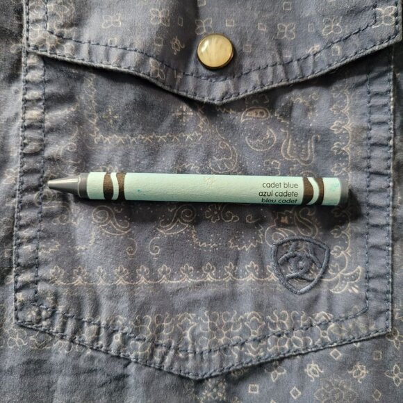 Ariat Snap Shirt Ling Sleeve Blue Pockets Lightweight Collared Mens Large - Picture 5 of 9